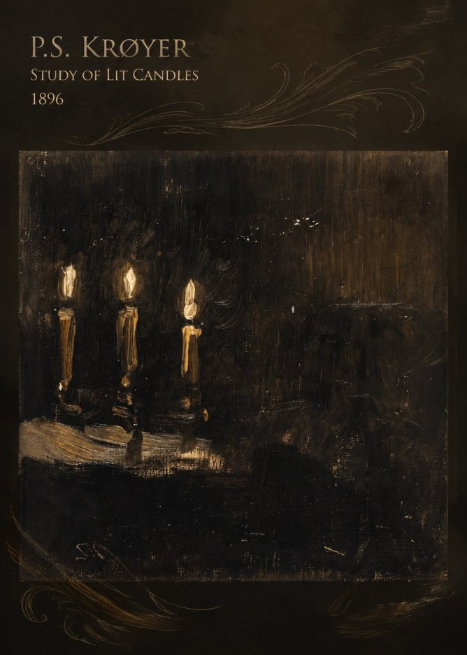 P.S. Krøyer Study of Lit Candles No5 - Affiche