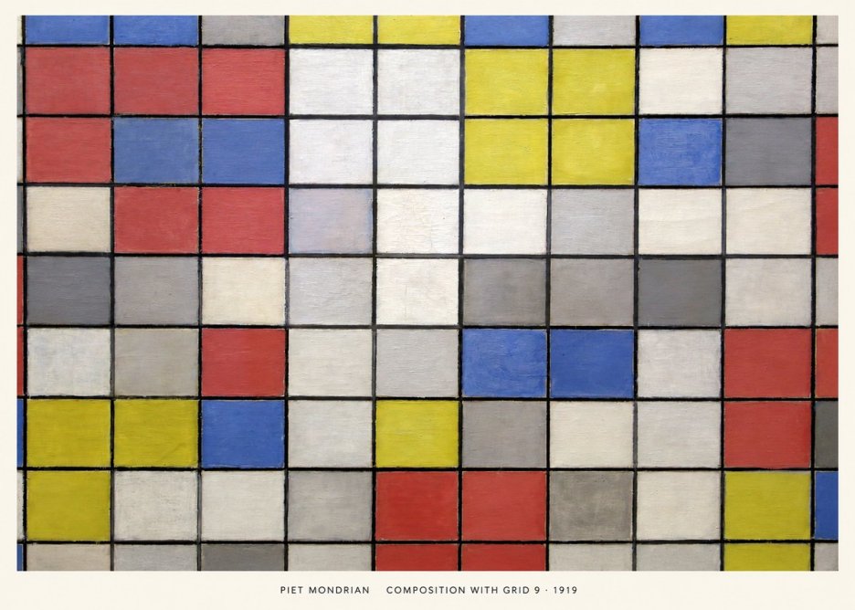 Piet Mondrian Composition with Grid 9 No5 - Affiche