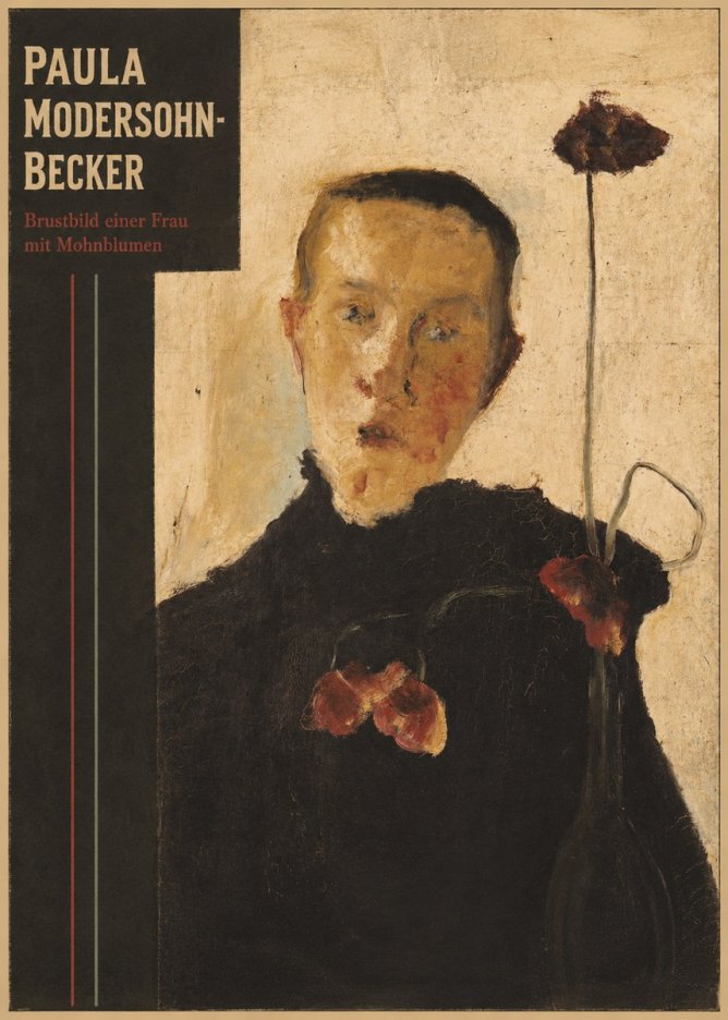 Paula Modersohn-Becker Brustbild Einer Frau Mit Mohnblumen No4 - Affiche