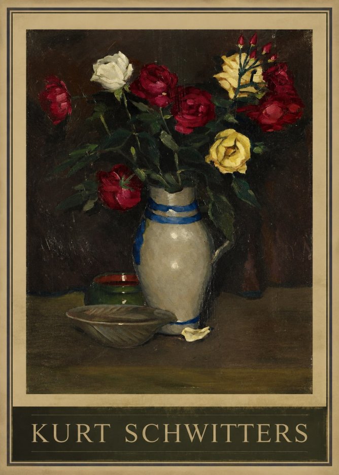 Kurt Schwitters Still Life with Roses No1 - Affiche