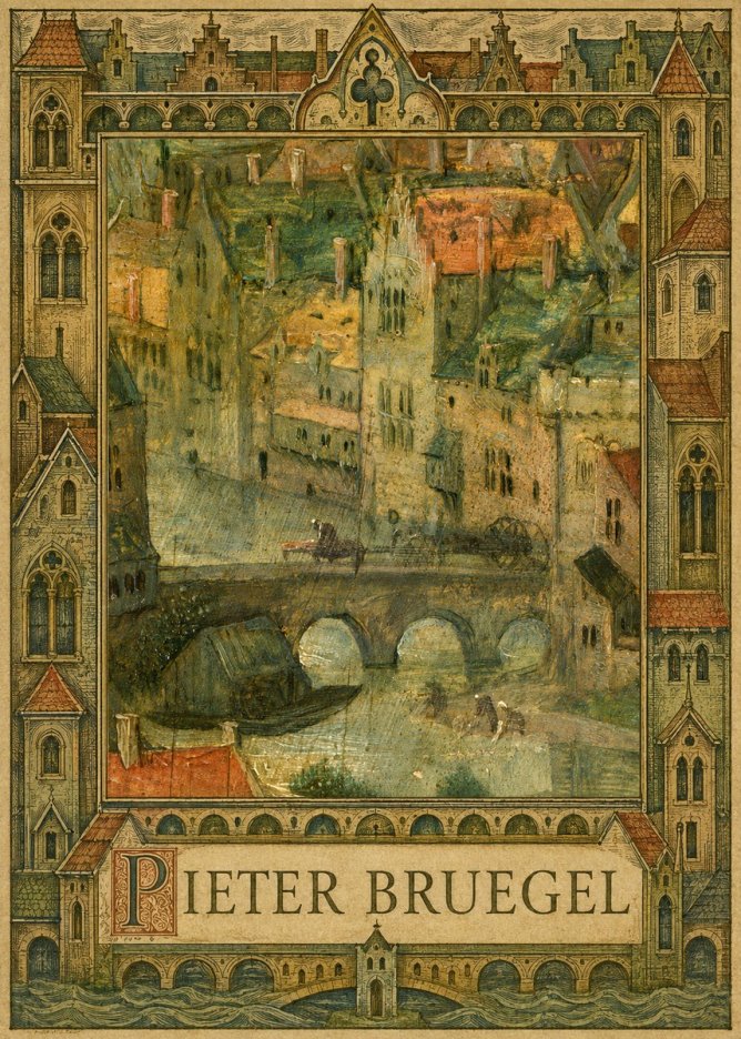 Pieter Bruegel Cityscape with Bridge No5 - Affiche