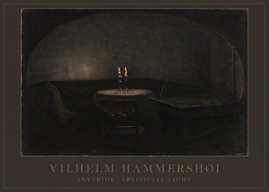 Vilhelm Hammershøi Interior. Artificial Light No1 - Affiche