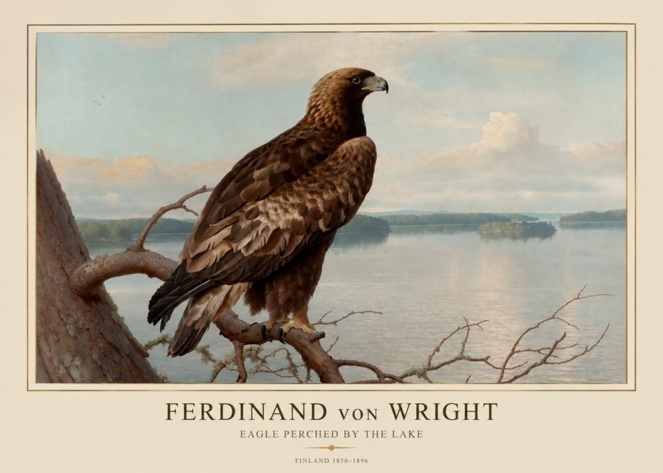 Ferdinand von Wright Eagle Perched by the Lake No1 - Affiche