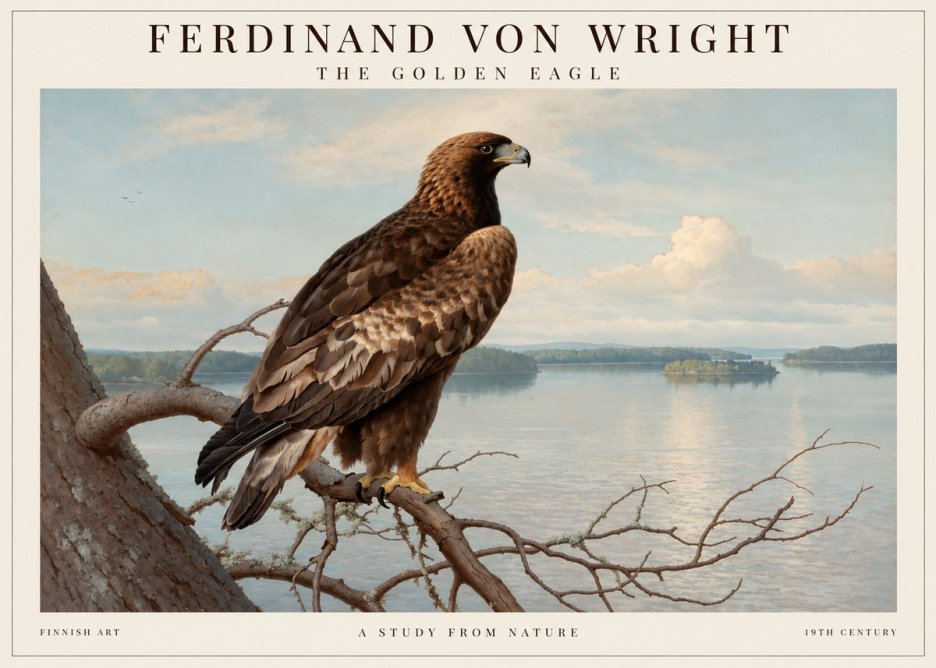 Ferdinand von Wright Eagle Perched by the Lake No2 - Affiche