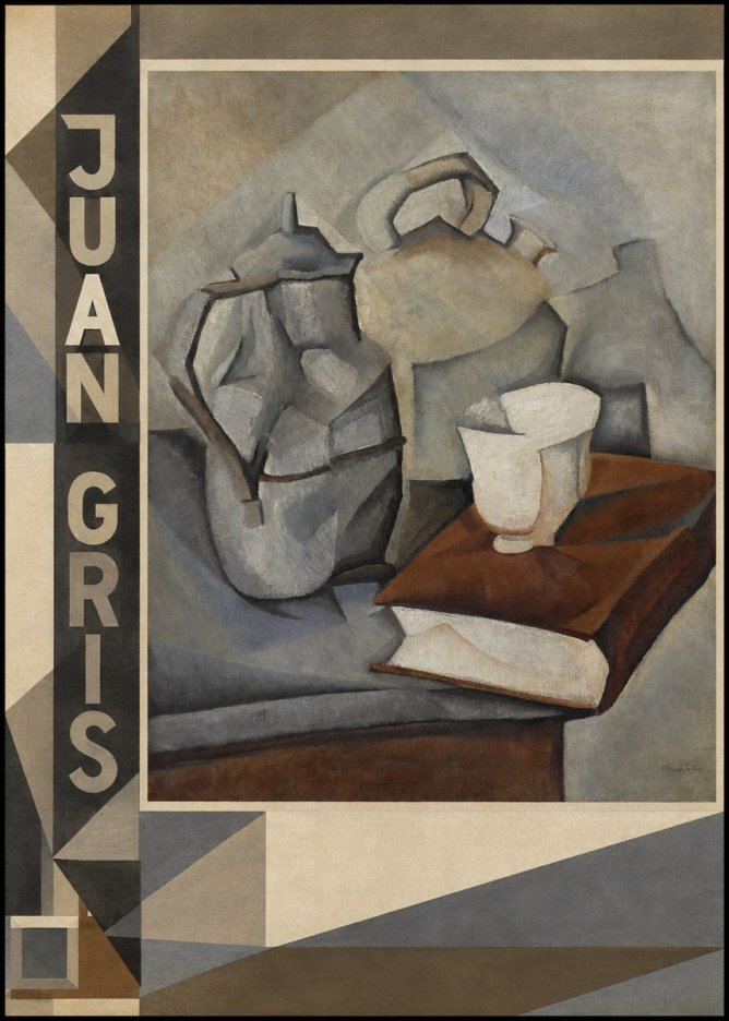 Juan Gris Still Life with Book and Vessels No2 - Affiche