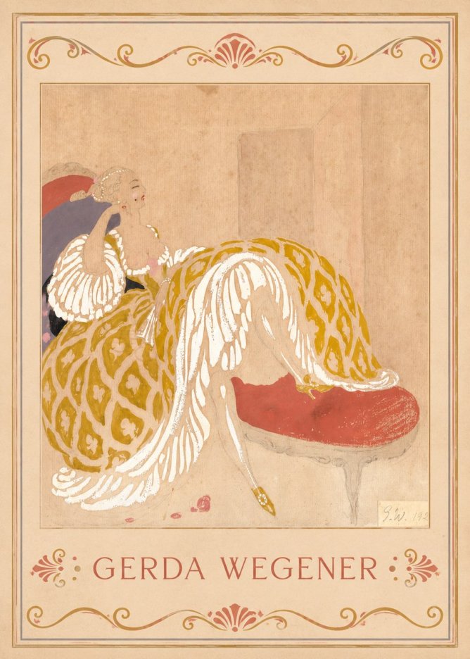 Gerda Wegener Woman in Yellow Dress No2 - Affiche
