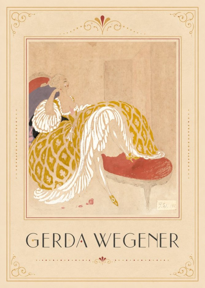 Gerda Wegener Woman in Yellow Dress No3 - Affiche