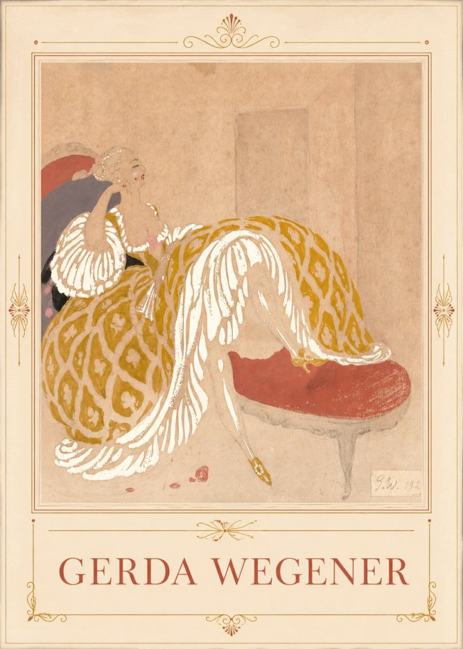 Gerda Wegener Woman in Yellow Dress No5 - Affiche