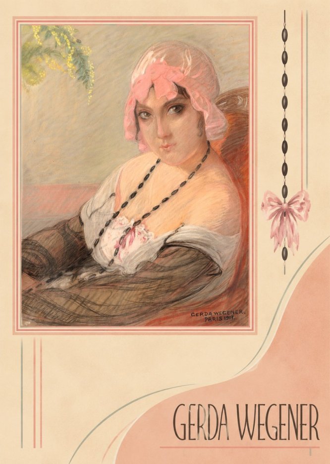 Gerda Wegener Woman in a Pink Bonnet No2 - Affiche