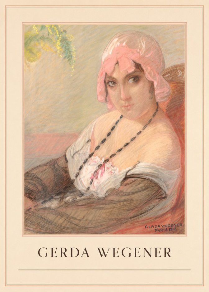 Gerda Wegener Woman in a Pink Bonnet No4 - Affiche