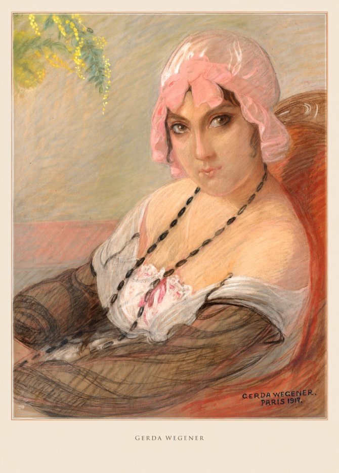 Gerda Wegener Woman in a Pink Bonnet No6 - Affiche