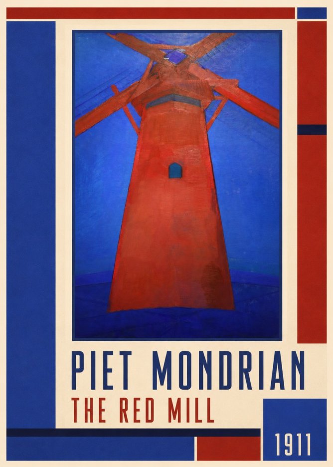 Piet Mondrian The Red Mill No1 - Affiche