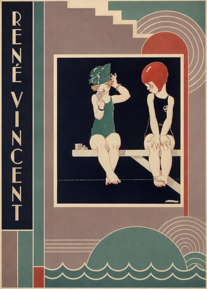 René Vincent At the Poolside No2 - Affiche