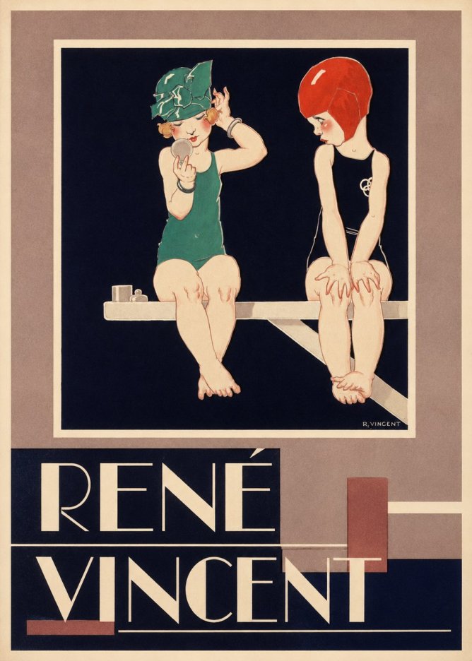 René Vincent At the Poolside No3 - Affiche