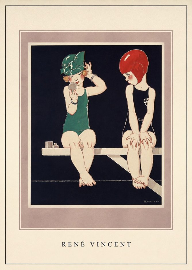 René Vincent At the Poolside No5 - Affiche