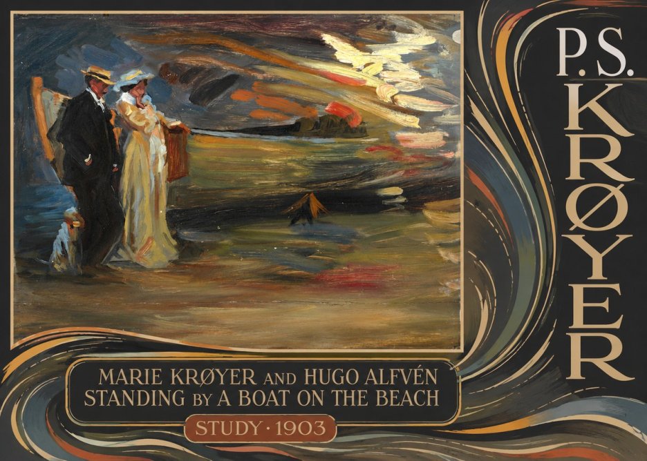 P.S. Krøyer Marie Krøyer and Hugo Alfvén Standing by a Boat on the Beach - Study · 1903 No6 - Affiche