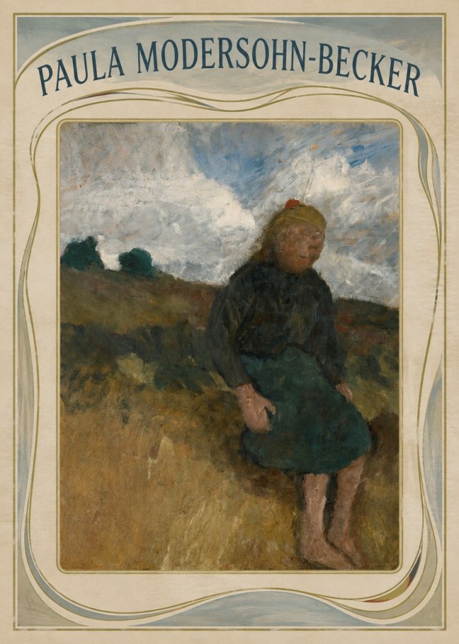 Paula Modersohn-Becker Seated Girl in the Moor No4 - Affiche