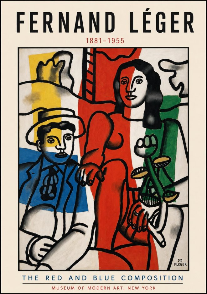 Fernand Léger The Red and Blue Composition No4 - Affiche