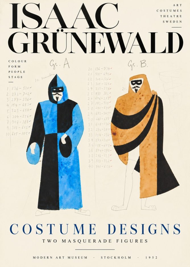 Isaac Grünewald Two Masquerade Figures - Costume Sketch No6 - Affiche