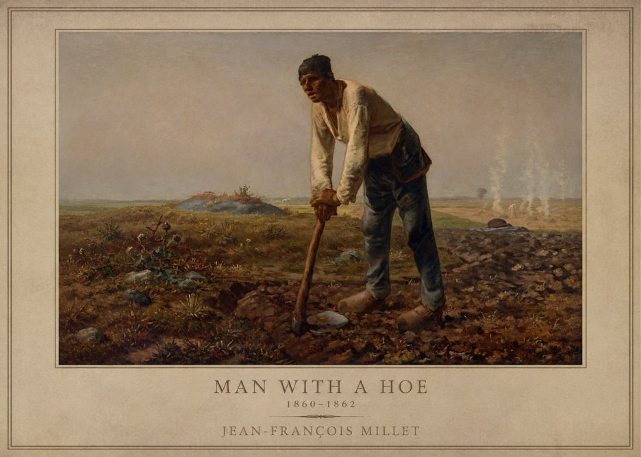 Jean-François Millet Man with a Hoe No1 - Affiche