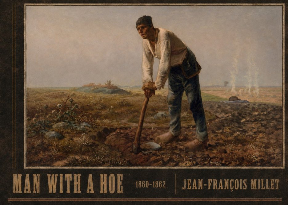 Jean-François Millet Man with a Hoe No3 - Affiche