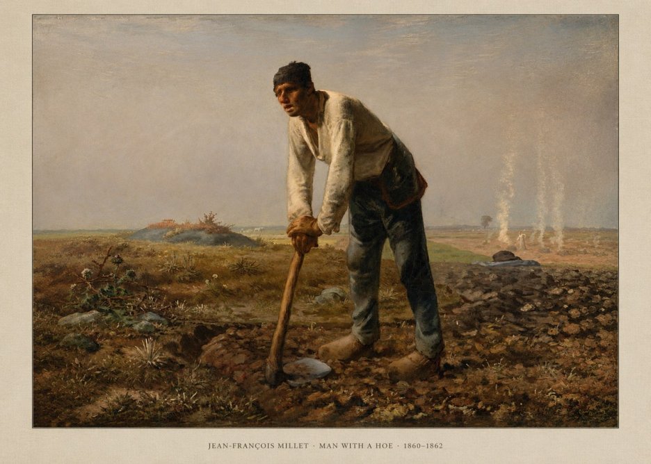 Jean-François Millet Man with a Hoe No6 - Affiche