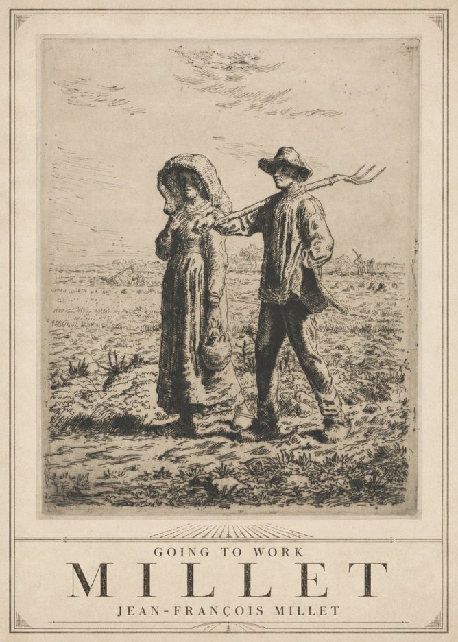 Jean-François Millet Going to Work No3 - Affiche
