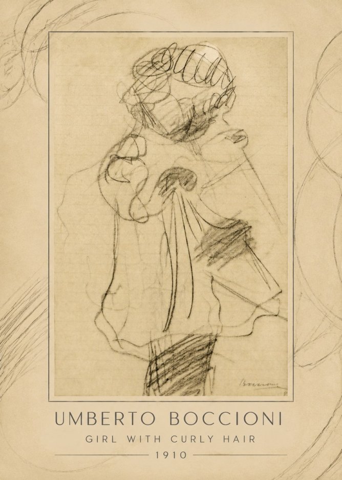 Umberto Boccioni Girl with Curly Hair No1 - Affiche