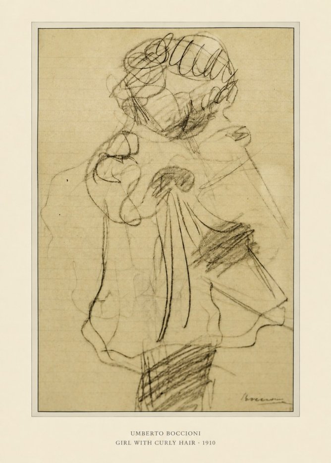 Umberto Boccioni Girl with Curly Hair No6 - Affiche