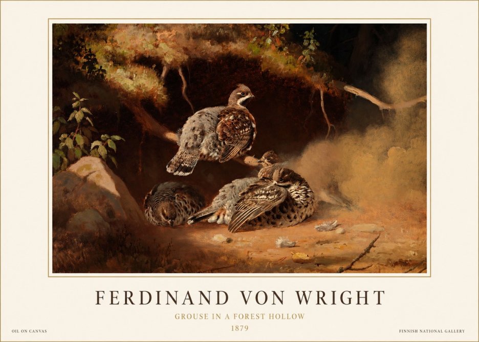 Ferdinand von Wright Grouse in a Forest Hollow No1 - Affiche