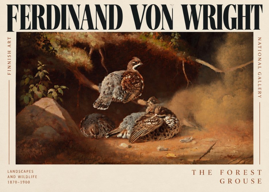 Ferdinand von Wright Grouse in a Forest Hollow No3 - Affiche