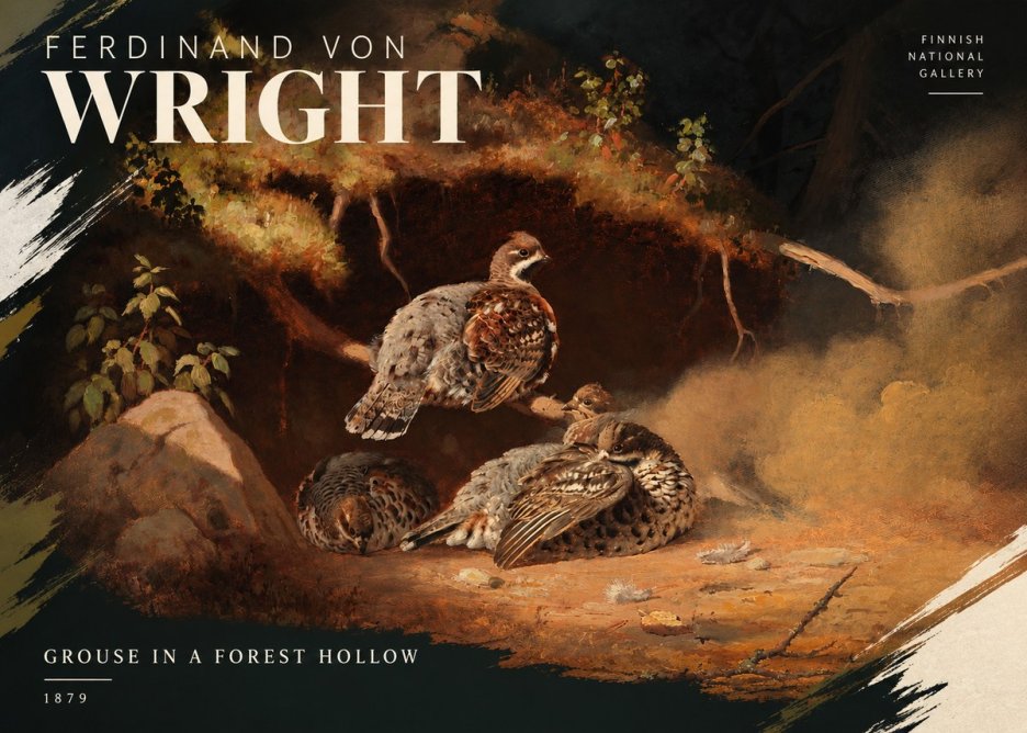 Ferdinand von Wright Grouse in a Forest Hollow No4 - Affiche