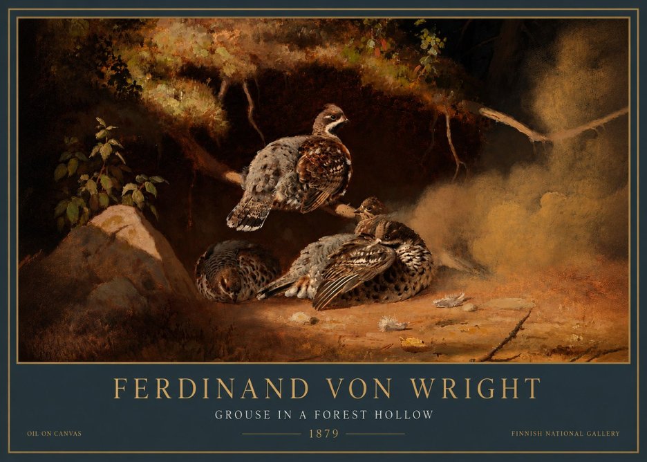 Ferdinand von Wright Grouse in a Forest Hollow No5 - Affiche