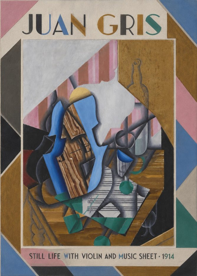 Juan Gris Still Life with Violin and Music Sheet No1 - Affiche