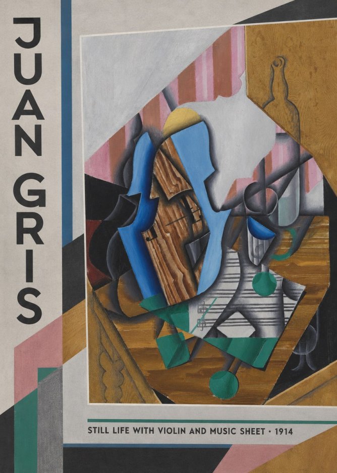 Juan Gris Still Life with Violin and Music Sheet No2 - Affiche