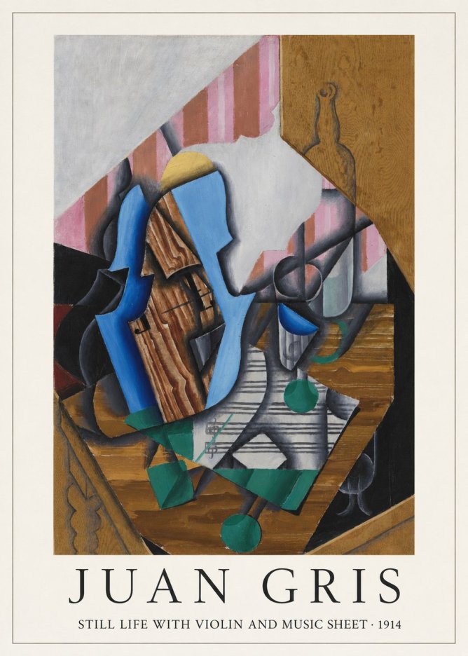 Juan Gris Still Life with Violin and Music Sheet No3 - Affiche
