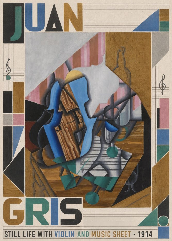 Juan Gris Still Life with Violin and Music Sheet No4 - Affiche
