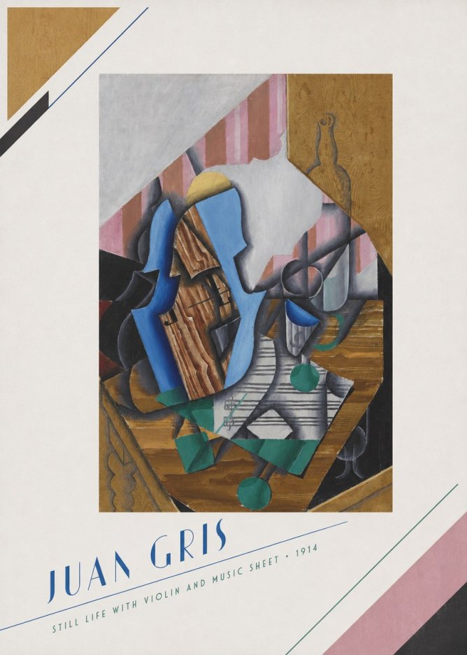 Juan Gris Still Life with Violin and Music Sheet No5 - Affiche