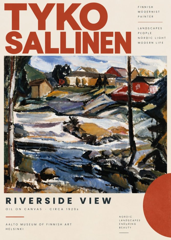 Tyko Sallinen Riverside View No6 - Affiche