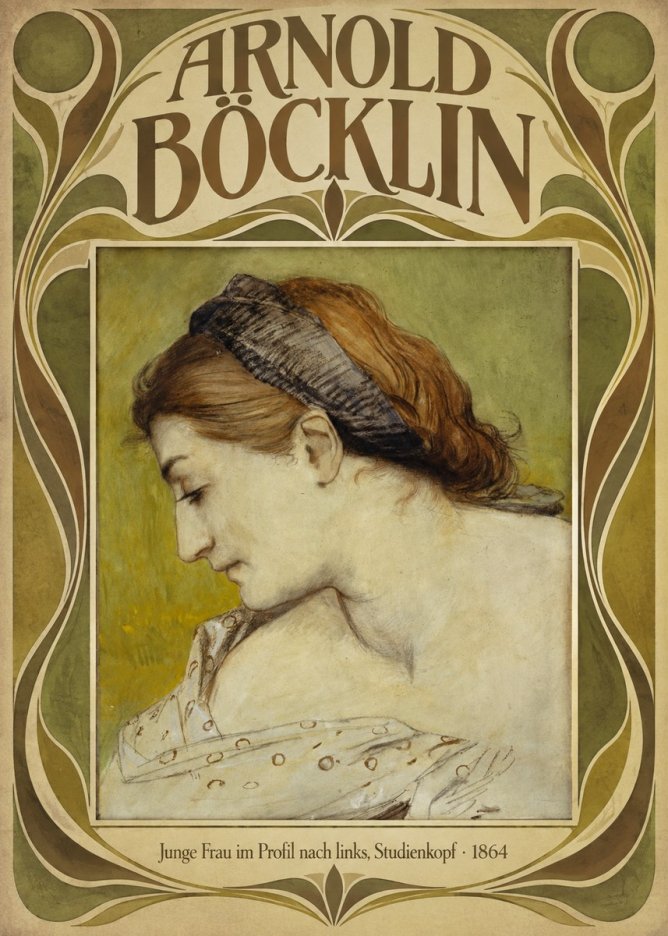 Arnold Böcklin Junge Frau Im Profil Nach Links, Studienkopf No6 - Affiche