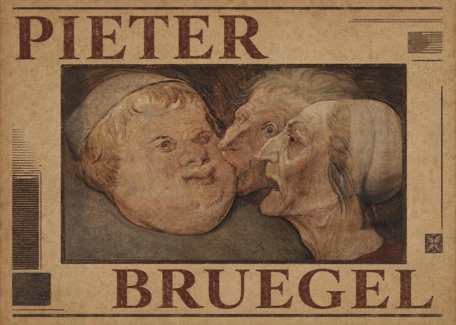 Pieter Bruegel Three Grotesque Heads No2 - Affiche
