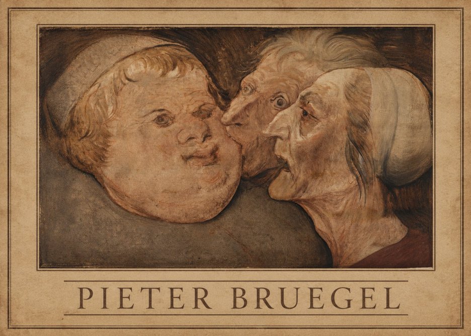 Pieter Bruegel Three Grotesque Heads No3 - Affiche