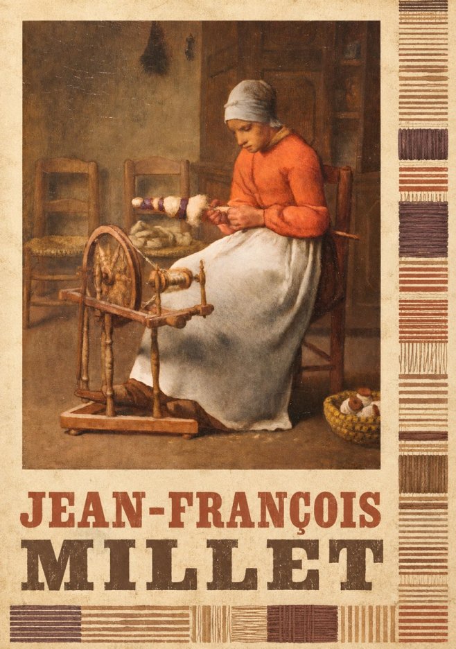Jean-François Millet Woman Spinning No6 - Affiche