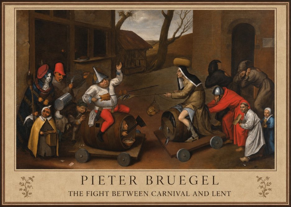 Pieter Bruegel The Fight Between Carnival and Lent IV No1 - Affiche