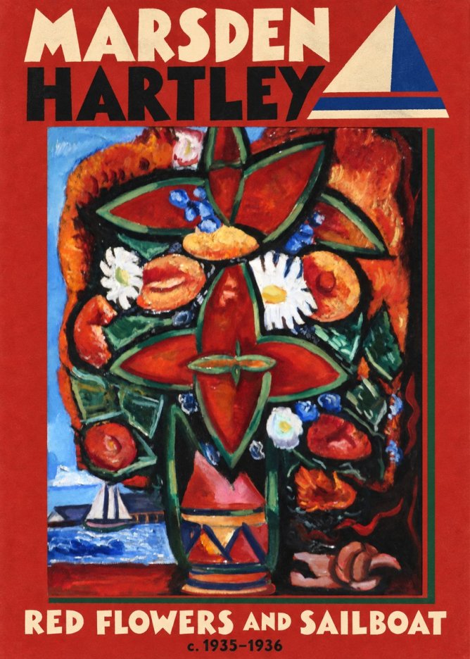 Marsden Hartley Red Flowers and Sailboat No5 - Affiche