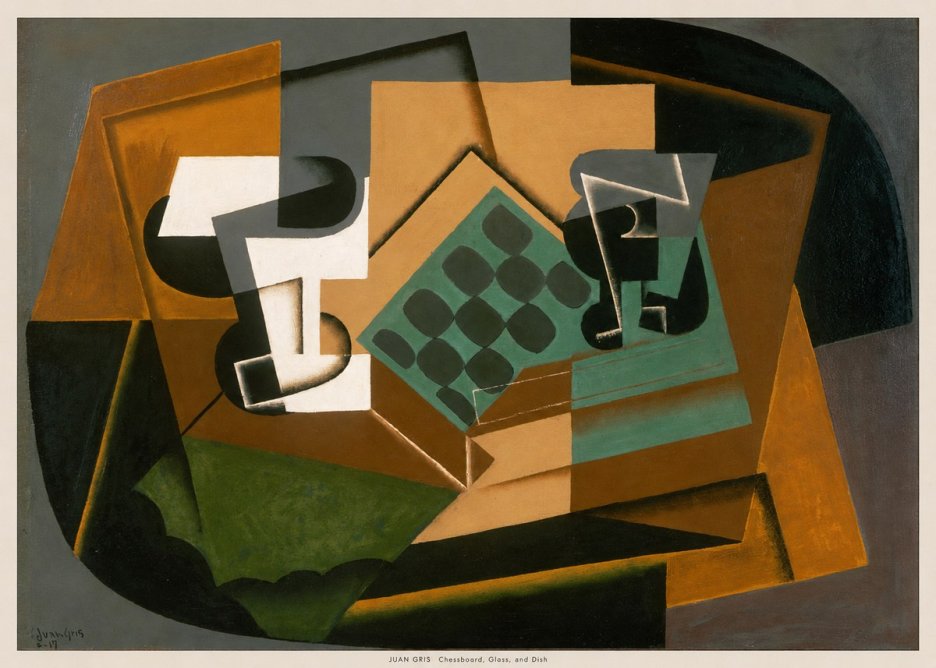 Juan Gris Chessboard, Glass, and Dish No6 - Affiche