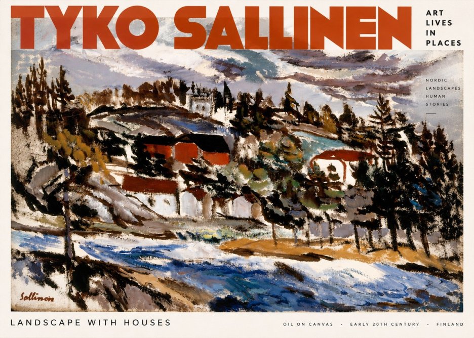 Tyko Sallinen Landscape with Houses No2 - Affiche