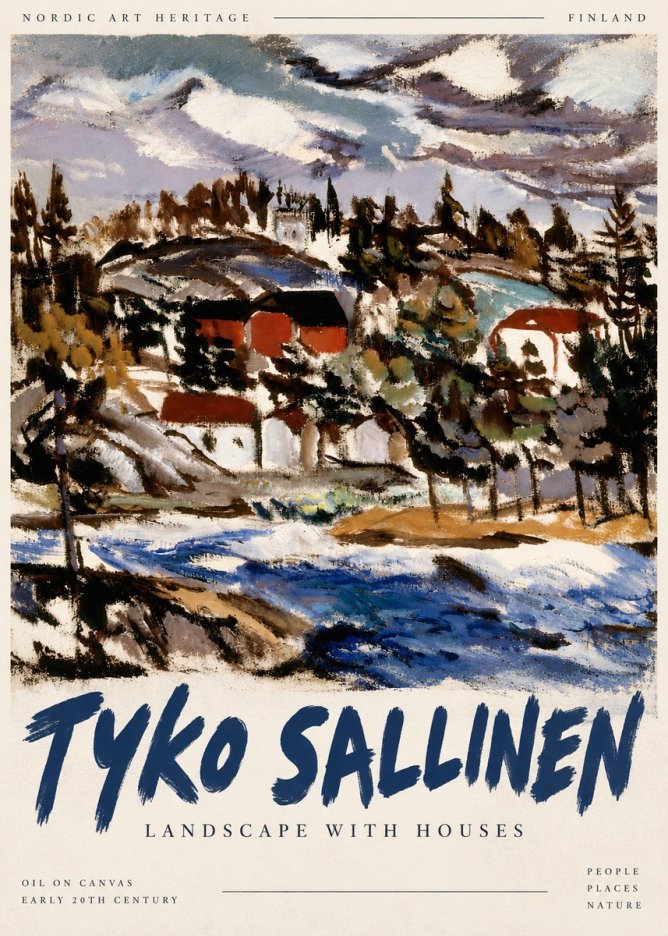 Tyko Sallinen Landscape with Houses No5 - Affiche