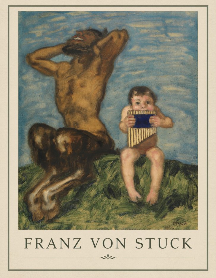 Franz von Stuck Laughing Faun and Playing Putto No4 - Affiche