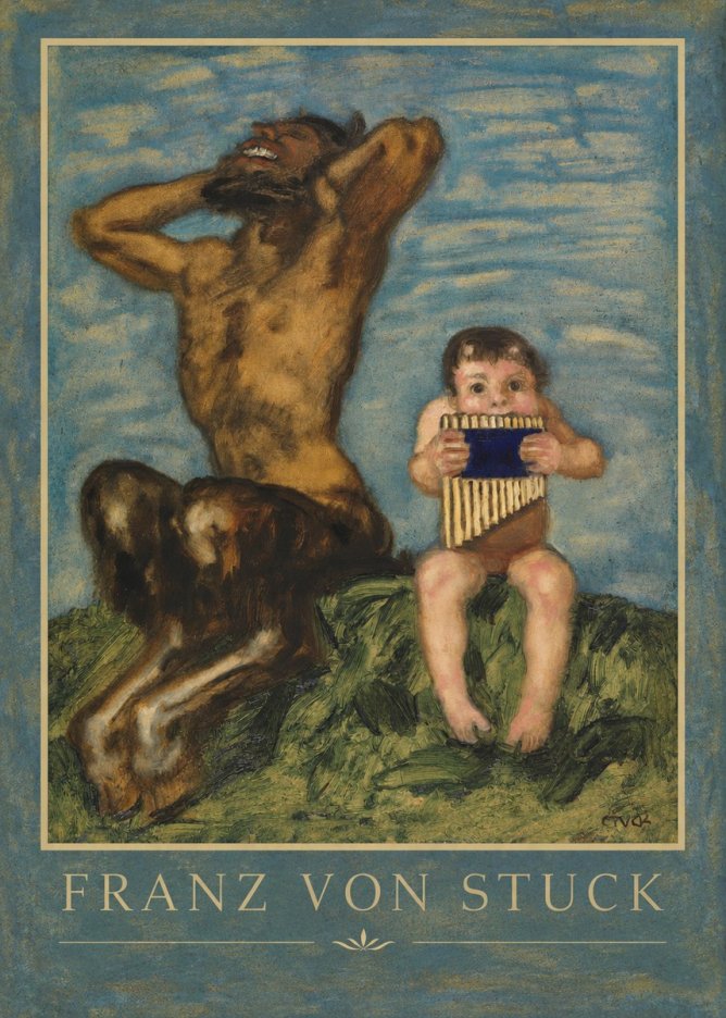 Franz von Stuck Laughing Faun and Playing Putto No6 - Affiche